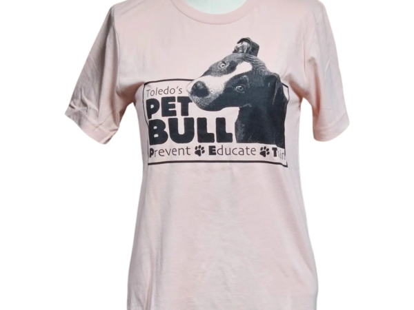A pink shirt with a picture of a dog.